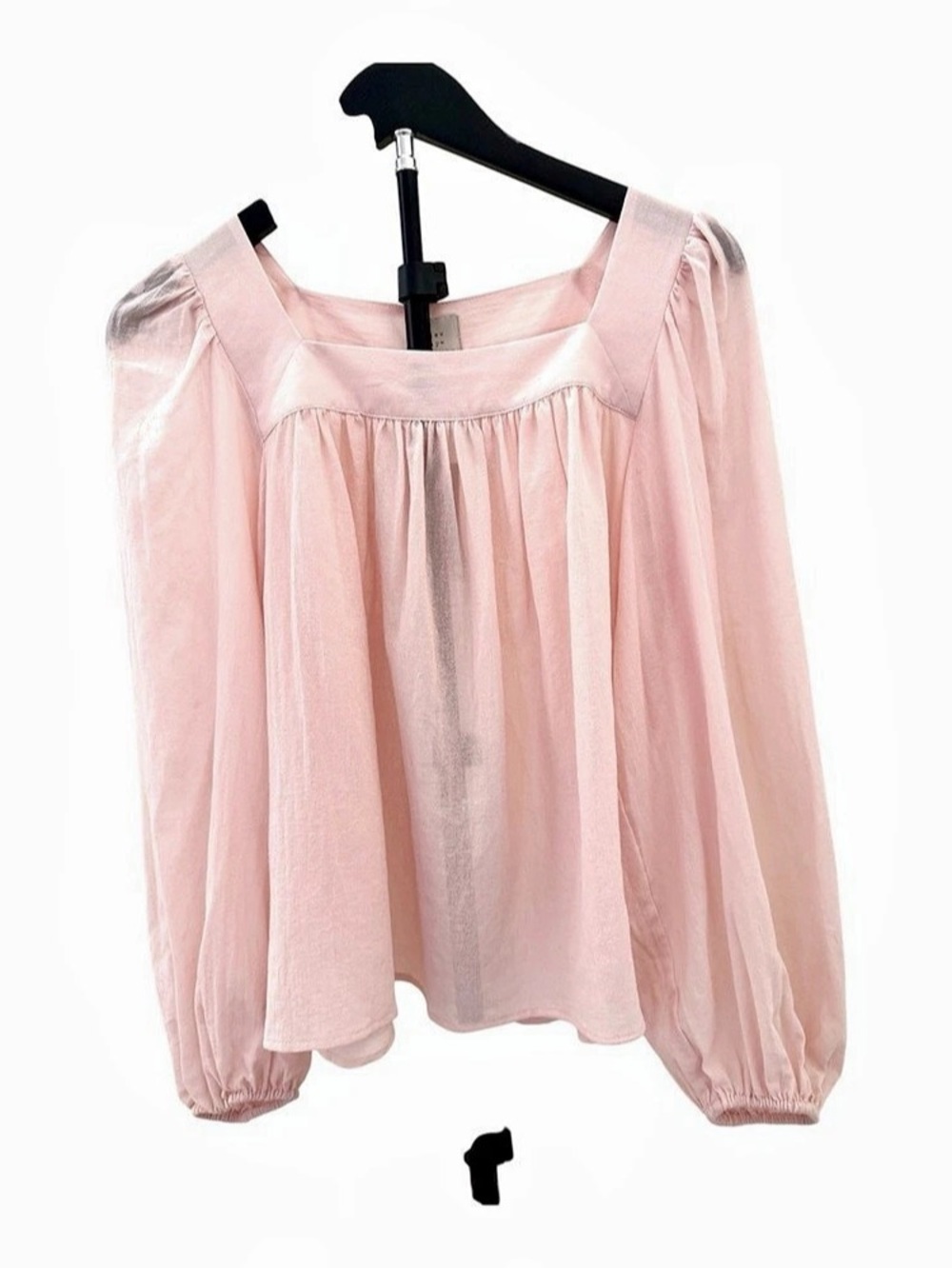 A New Day Long Sleeve Square Neck Sheer Blouse Pink XS New